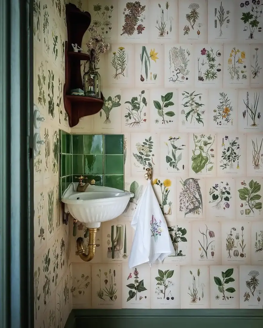 Small bathroom with large-format tiles, floating vanity and soft lighting