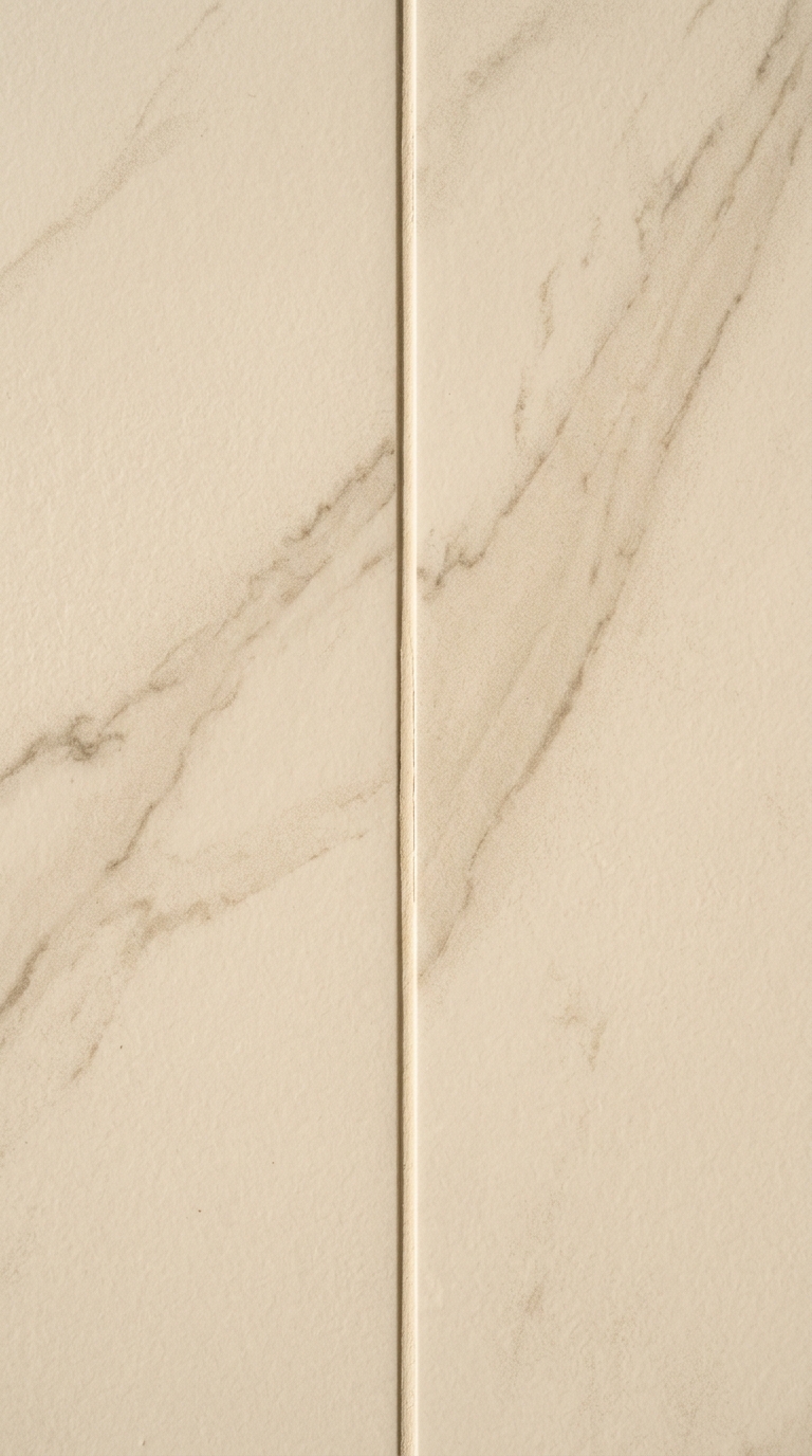 Narrow grout joints between large-format tiles — nearly seamless wall surface