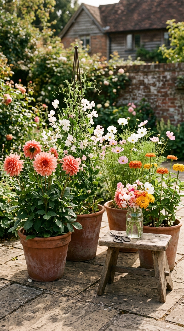 Cherry tomato plant in a deep terracotta pot