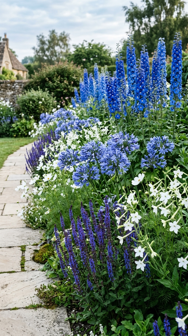 Bold purple and yellow flower bed with color-blocked salvia and rudbeckia