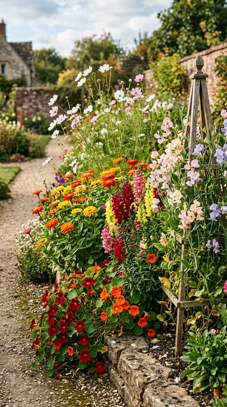 Hands deadheading spent zinnias with garden snips in morning light