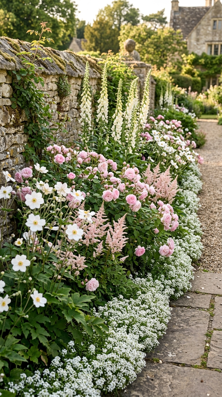 Garden bed with plants matched to sunny and shady conditions