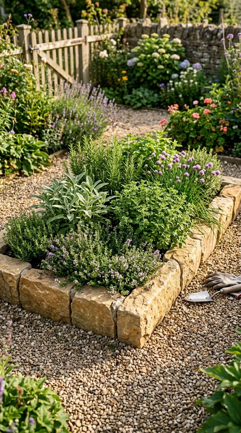 Wooden pallet mounted vertically with herbs in slat pockets for growing herbs