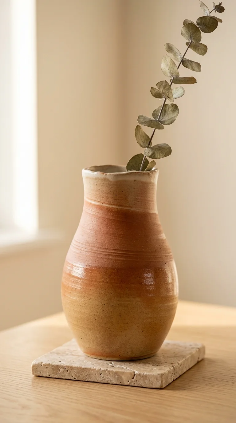Hand-thrown ceramic vase styled as a single hero object