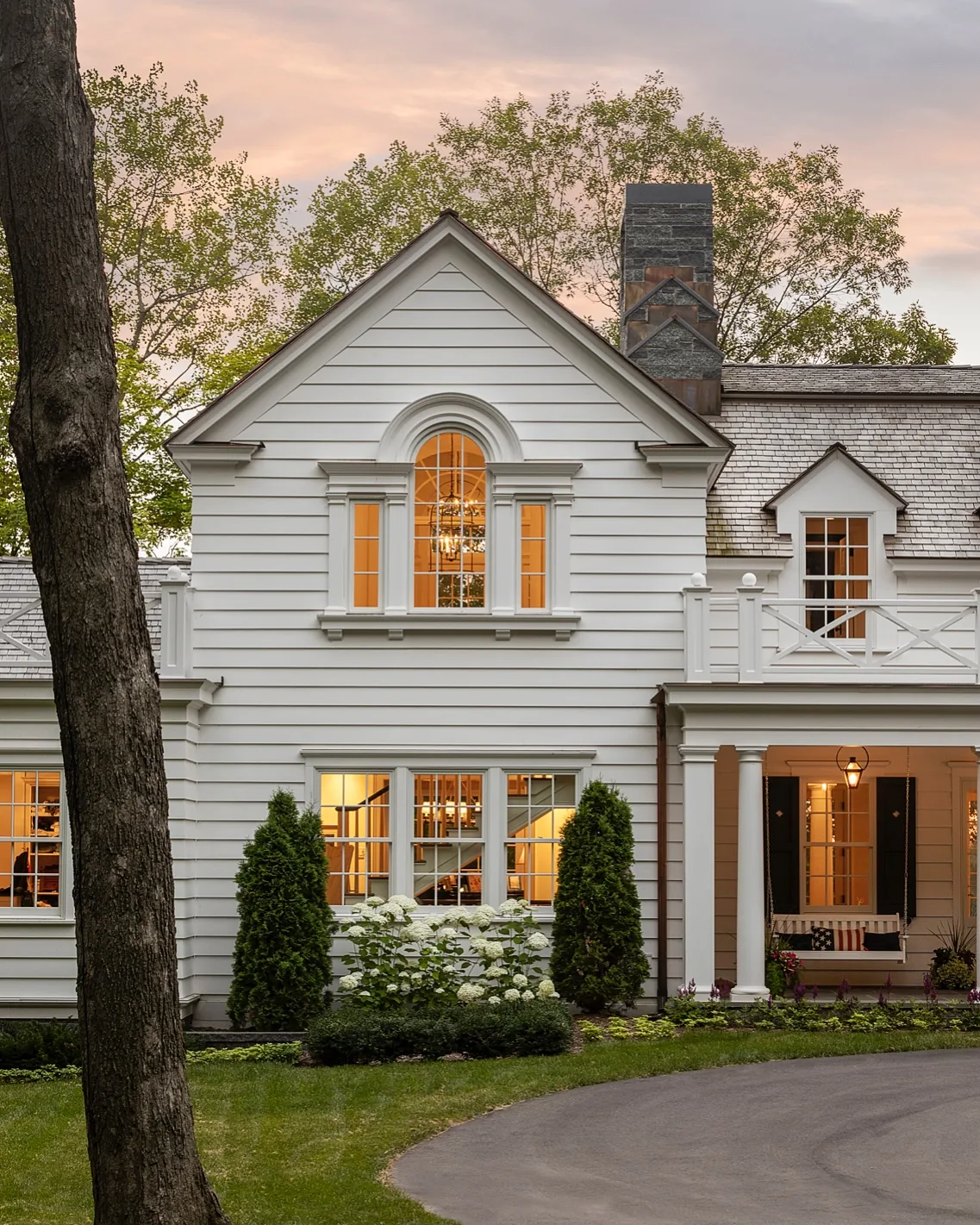 Classic white house exterior with strong curb appeal