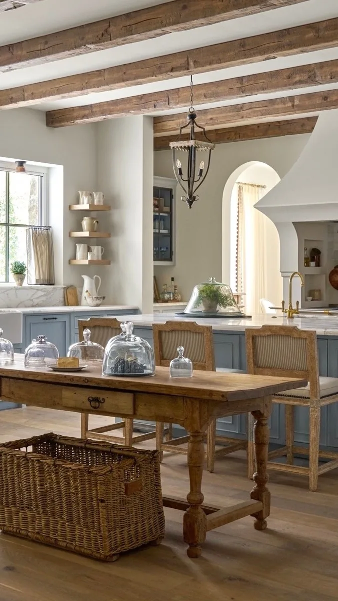 French country kitchen with a farmhouse table