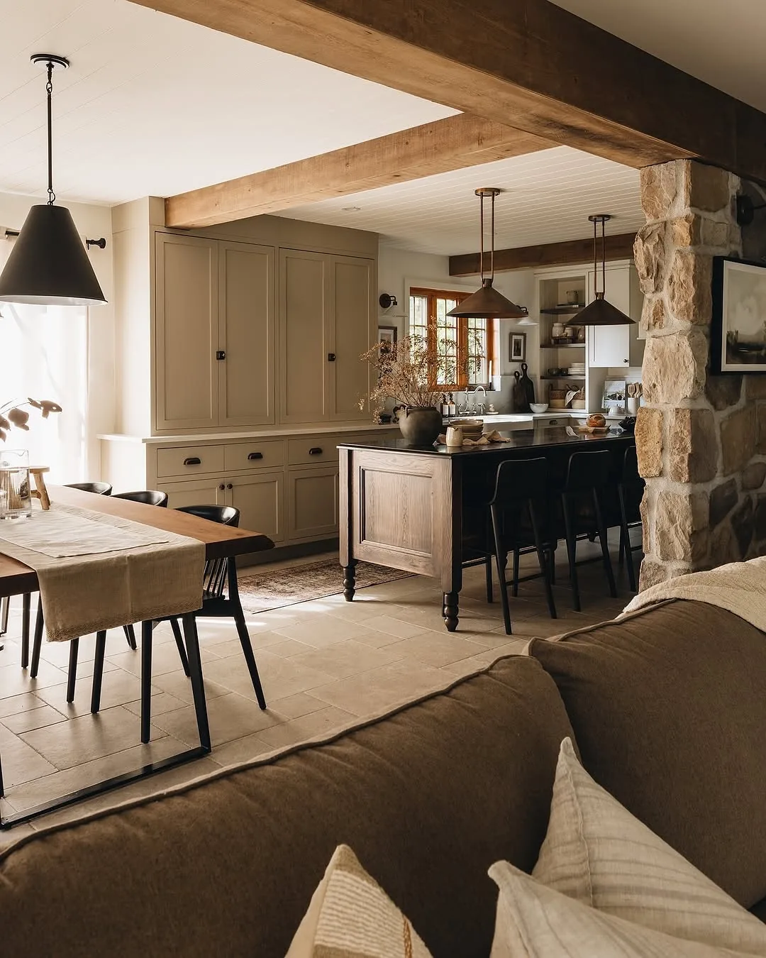 Modern farmhouse kitchen with a dining room