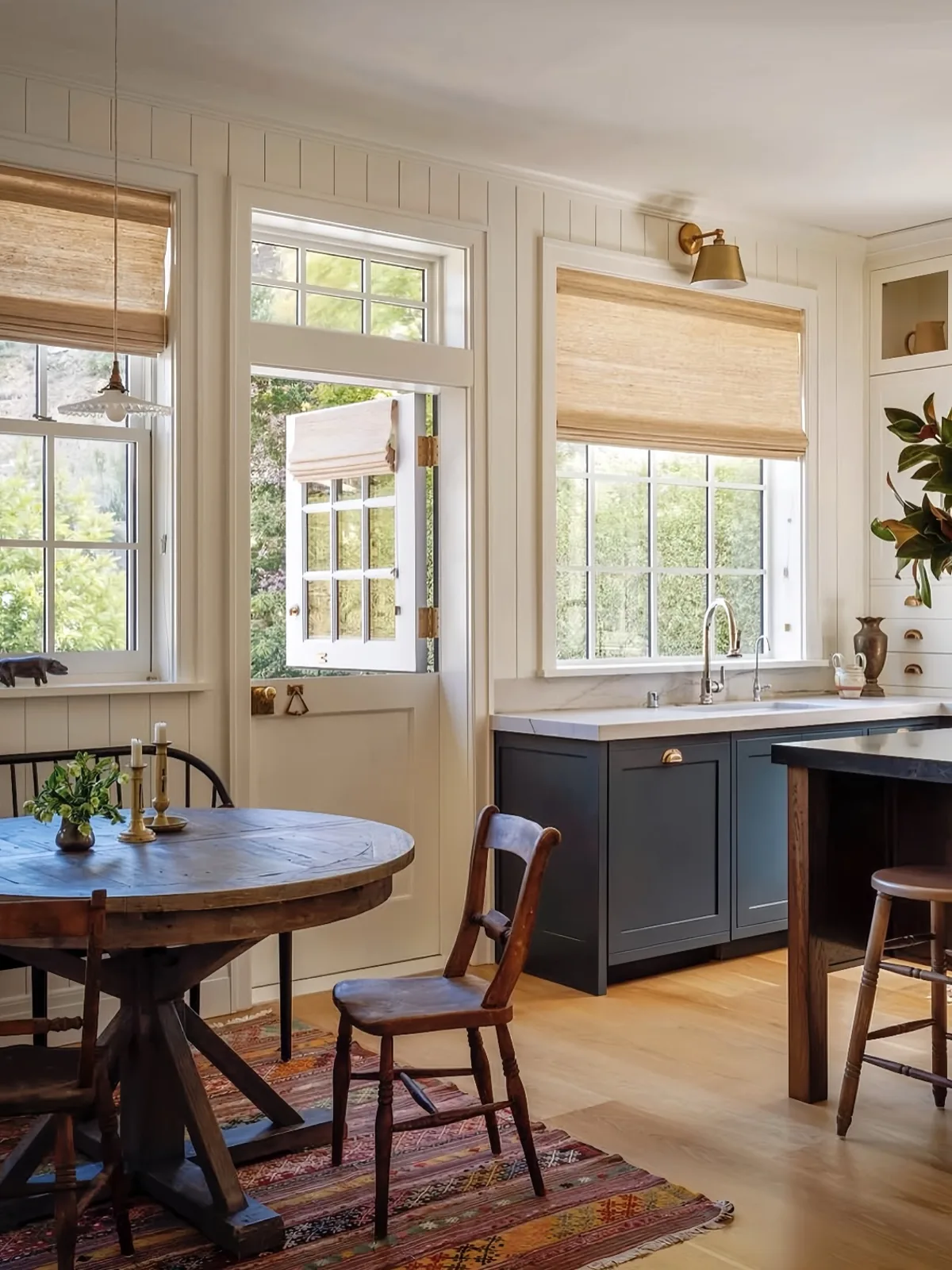 Rustic farmhouse kitchen with a dining table