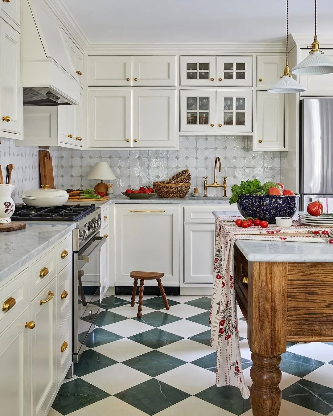 Modern white kitchen with marble countertops