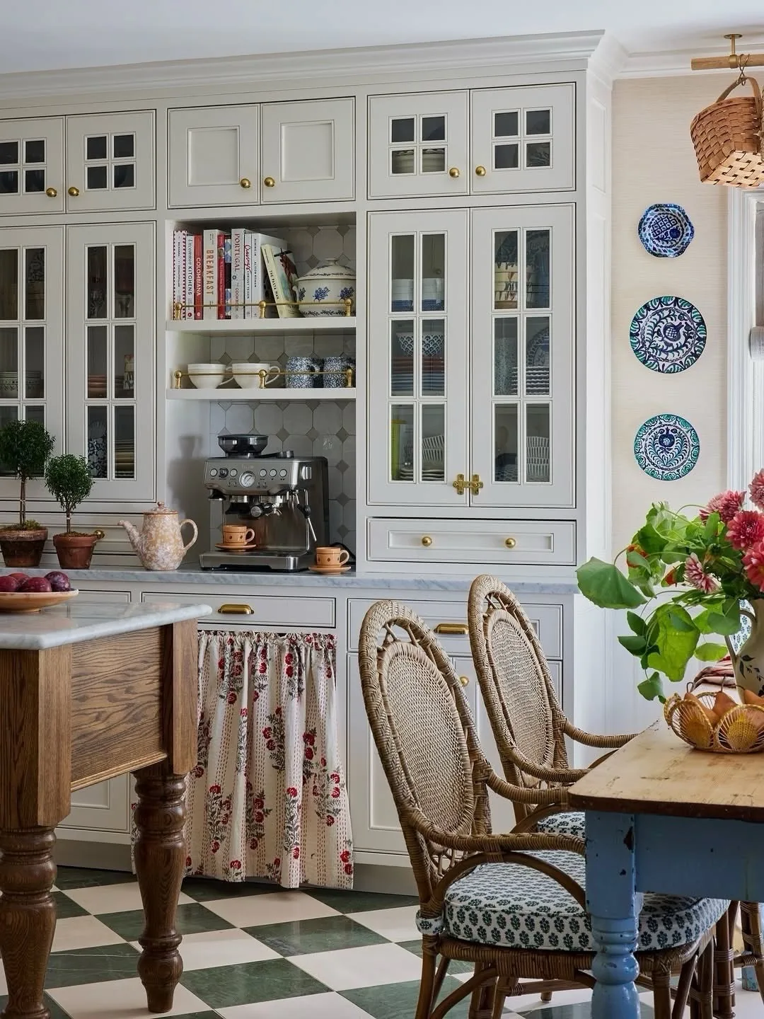 Cream cottage kitchen with a coffee station