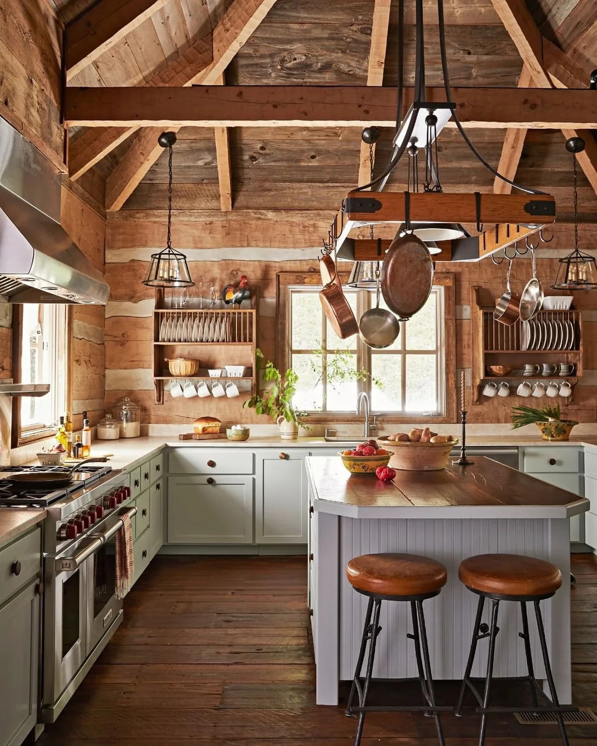 Rustic log cabin kitchen design