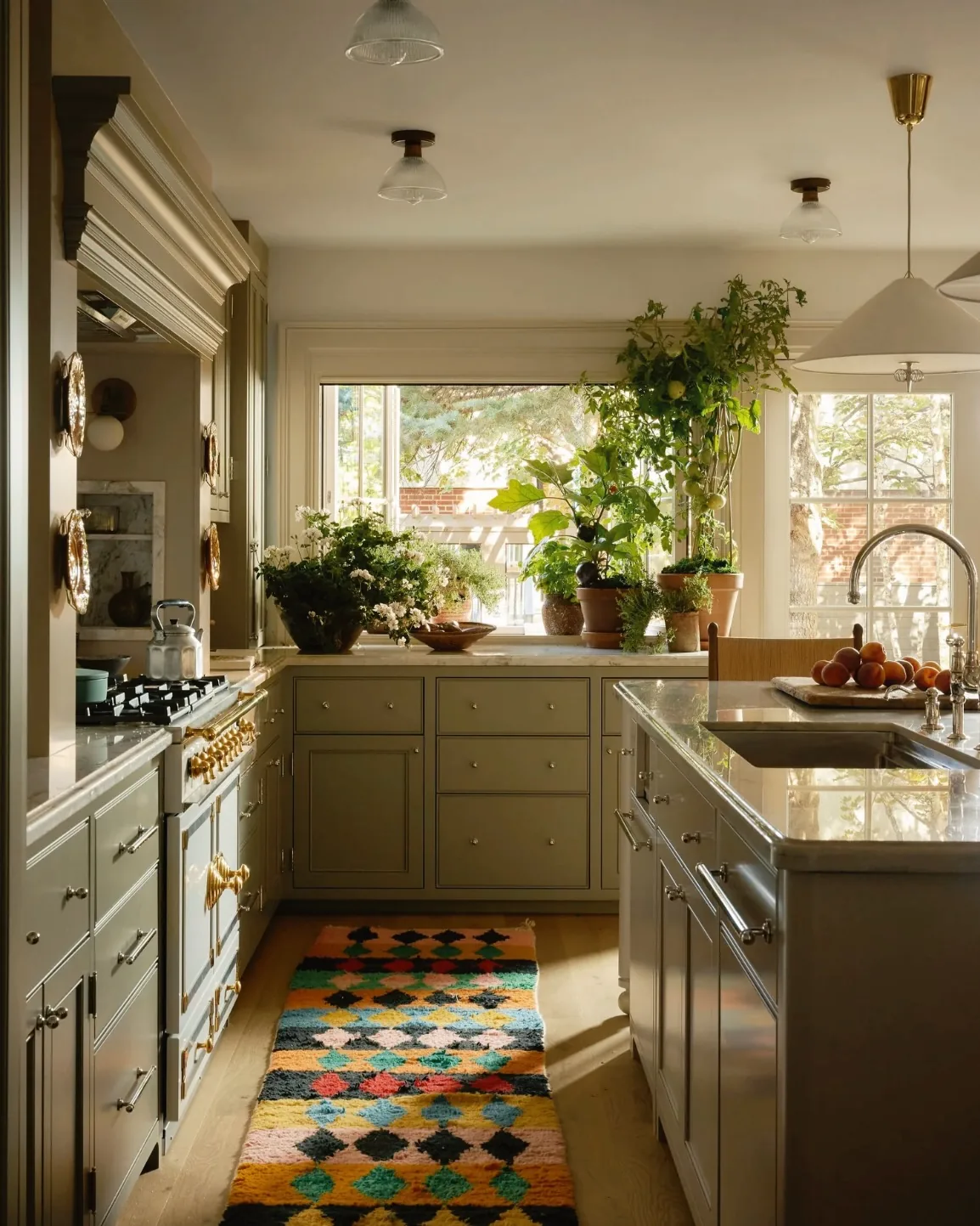 Colorful vintage kitchen runner rug
