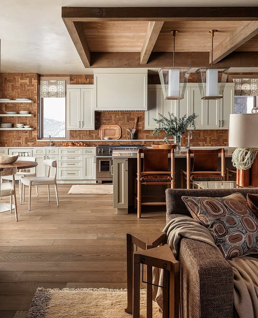 Rustic modern kitchen with a wood beam ceiling