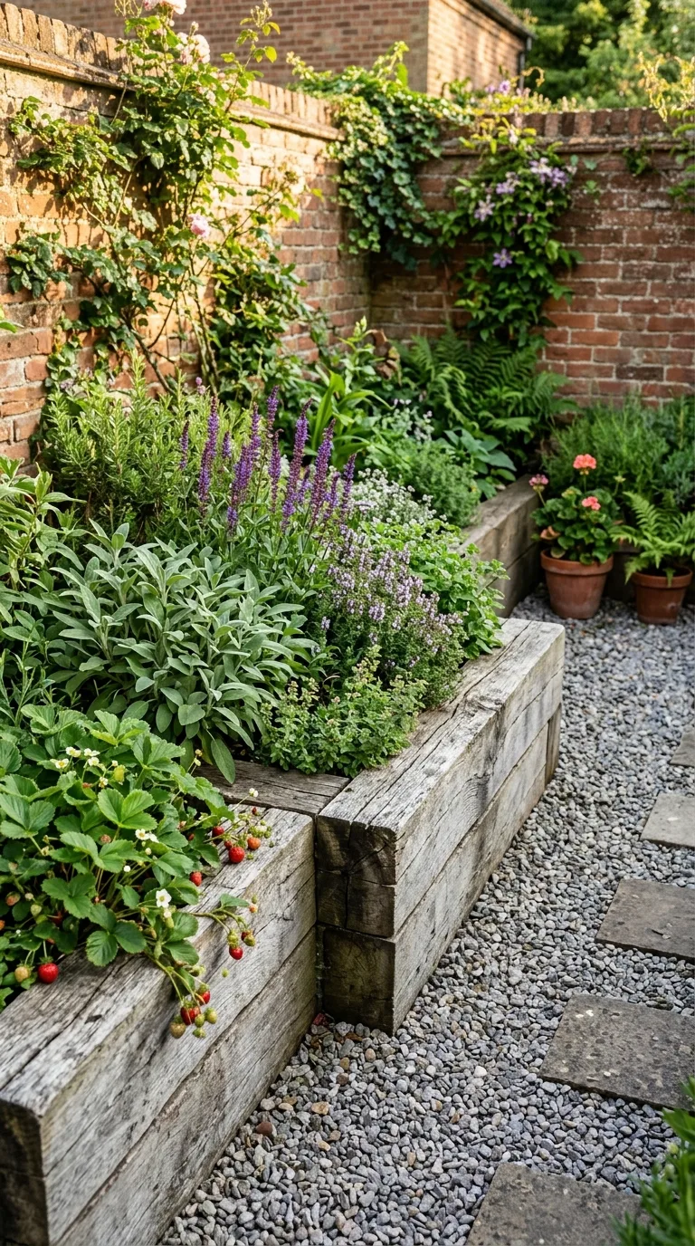 Natural stone water feature surrounded by ferns and hostas
